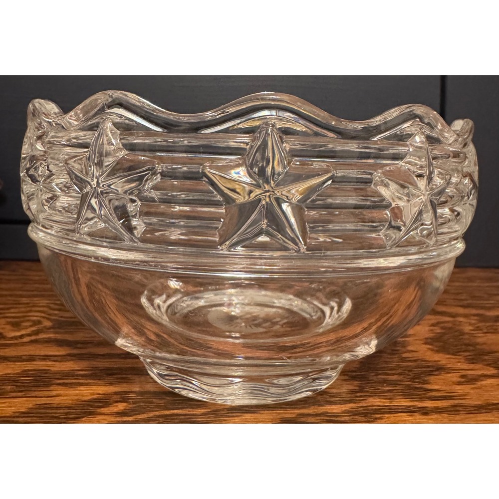 Tiffany & Co Crystal Star Bowl 1996 Gold Club Our Time To Shine Scalloped 5in